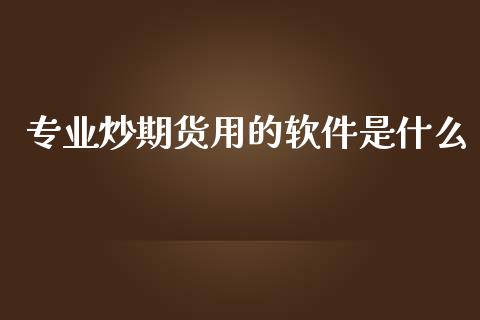 专业炒期货用的软件是什么_https://wap.langutaoci.com_外汇论坛_第1张